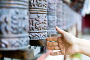 Prayer wheel in monastery, Nepal