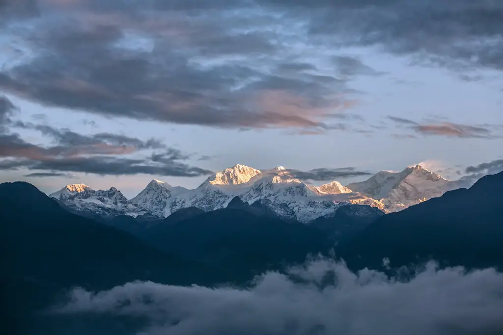 Kangchenjunga mountain view. Kangchenjunga is the third highest mountain in the world.