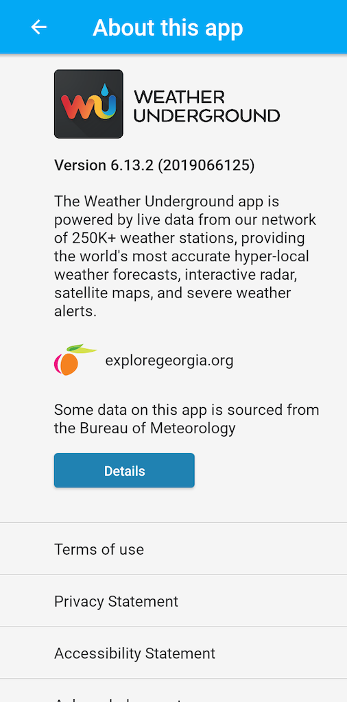 About Screen - The Weather Underworld App