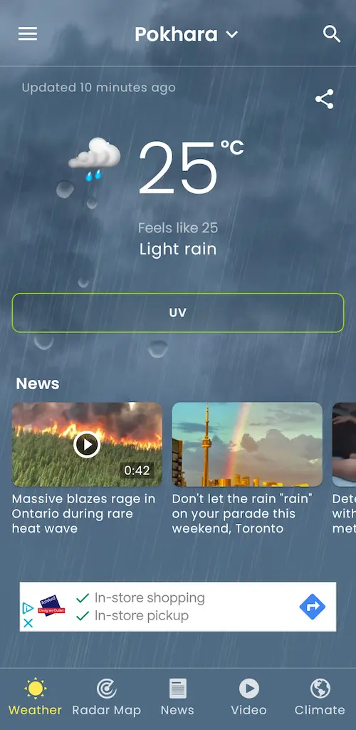 Home Screen - The Weather Network App