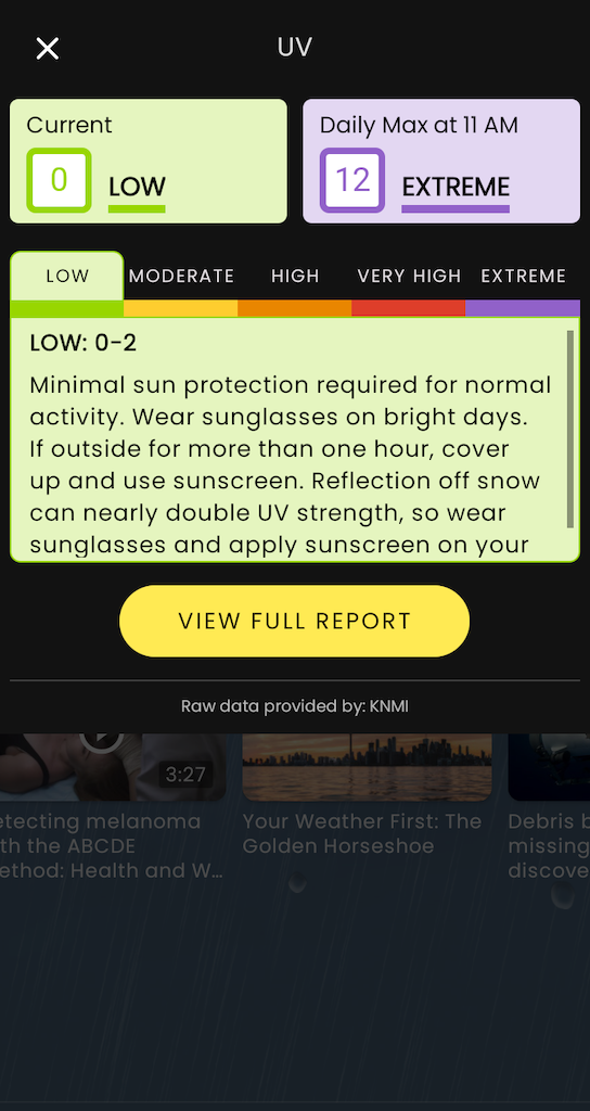 Info UV Index Screen - The Weather Network App