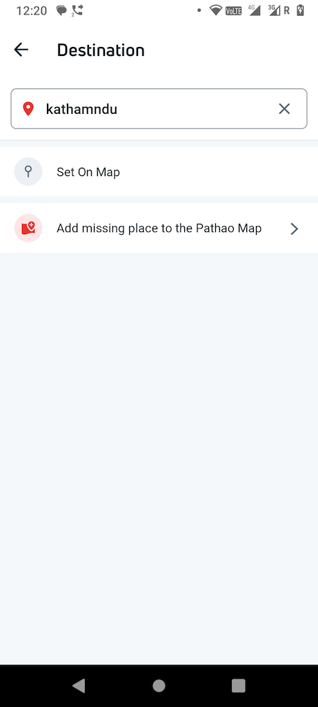 Pathao app for Trekking in Nepal - Search screen