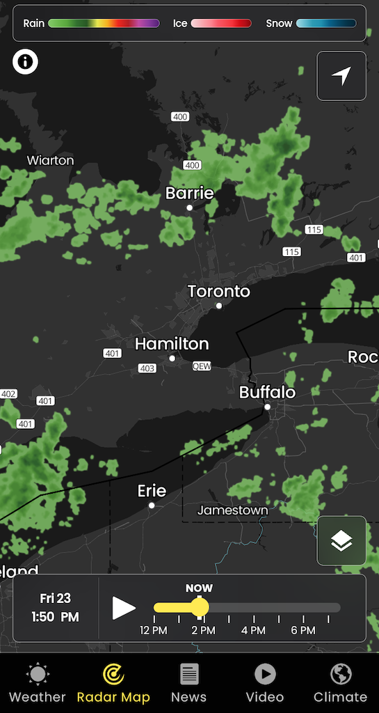 Radar Map Screen - The Weather Network App