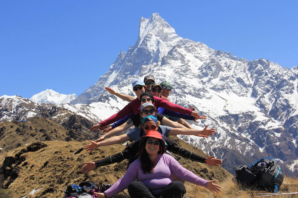 Tourist in the Himalayas - Mount Machapuchare (FishTail)