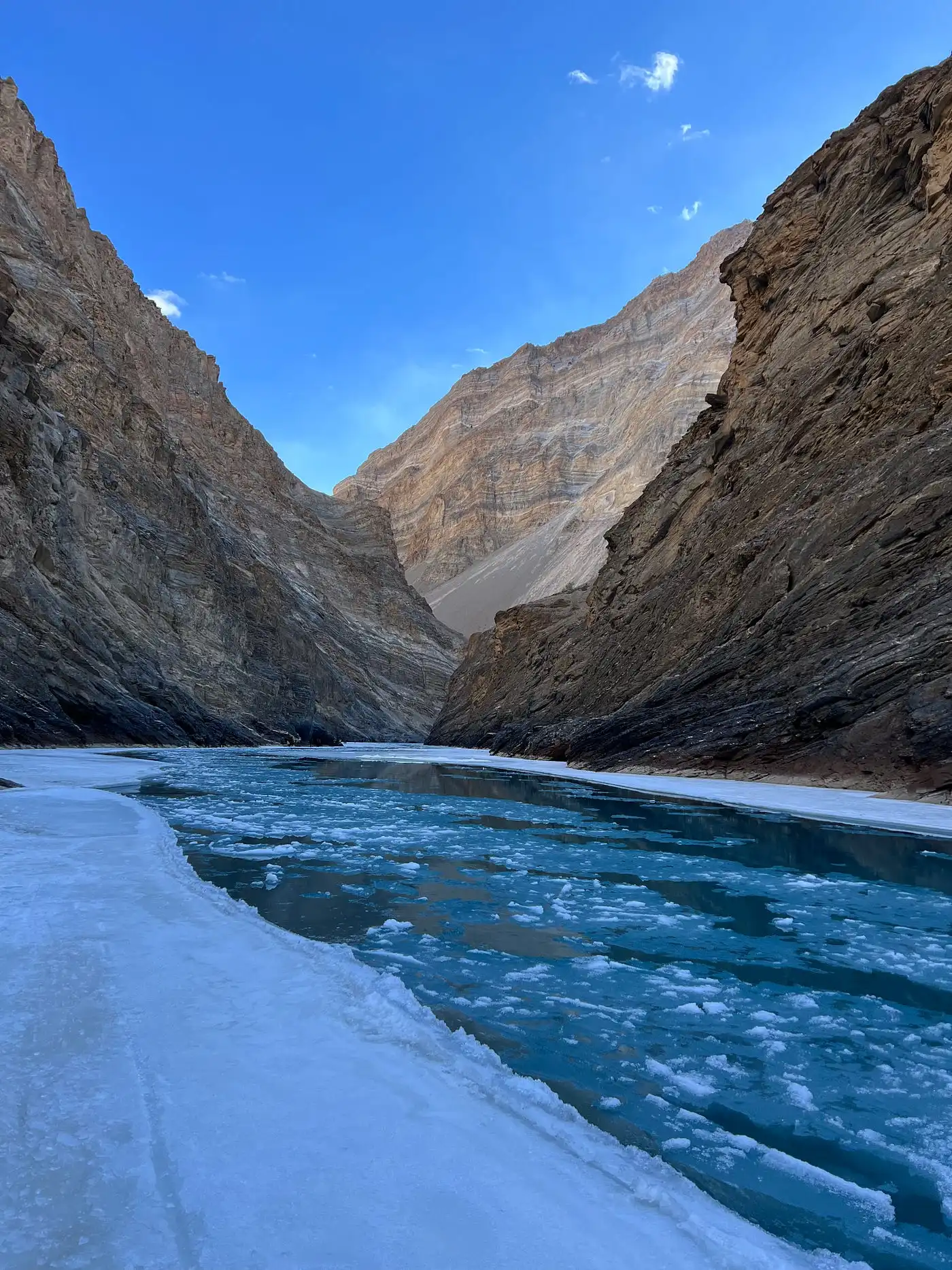 Frozen-Zanskar-River in Ladakh, Himalayas in India